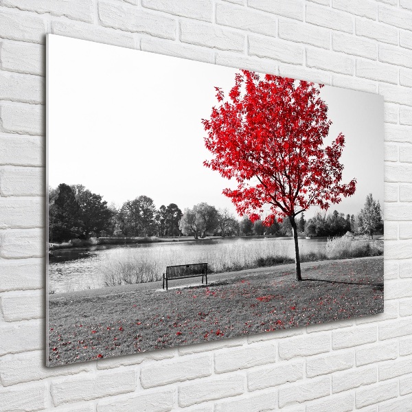 Pintura en acrílico horizontal Árbol rojo
