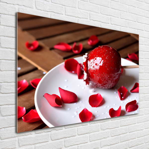 Cuadro acrílico horizontal Manzana en un palito