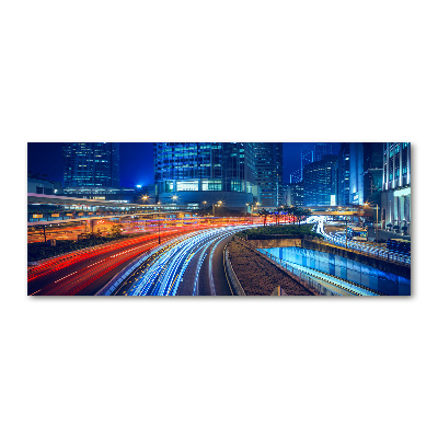 Pintura en acrílico horizontal Hong Kong de noche