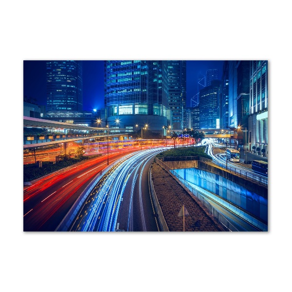 Pintura en acrílico horizontal Hong Kong de noche