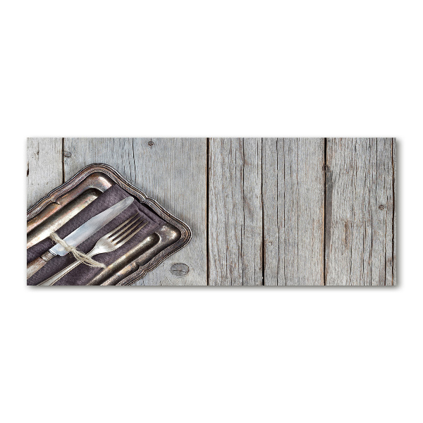 Cuadro metacrilato horizontal Cubiertos sobre tablas