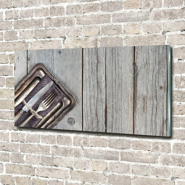 Cuadro metacrilato horizontal Cubiertos sobre tablas