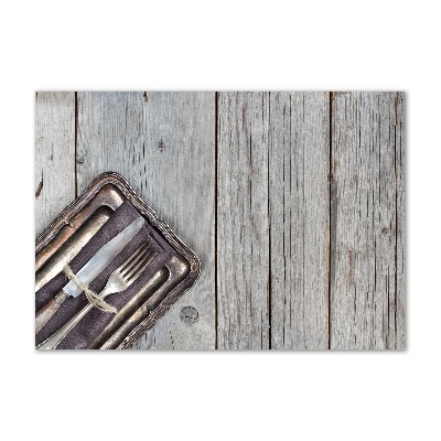 Cuadro metacrilato horizontal Cubiertos sobre tablas