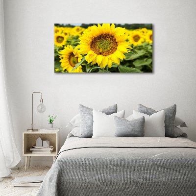 Pintura en acrílico horizontal Un campo de girasoles