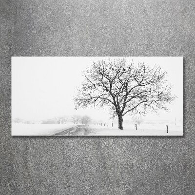 Pintura en acrílico horizontal Árbol en invierno
