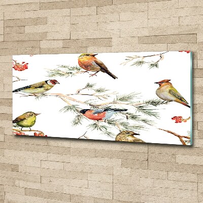 Pintura en acrílico horizontal Aves y plantas del bosque