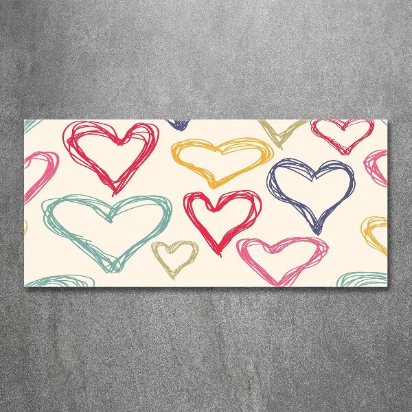 Cuadro acrílico horizontal Corazones de colores