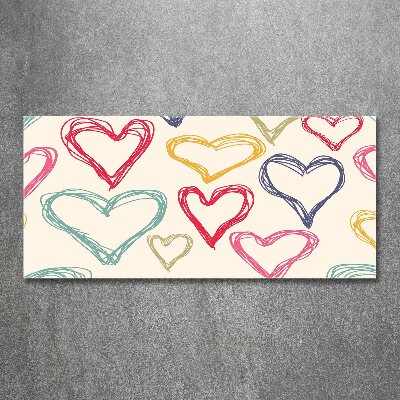 Cuadro acrílico horizontal Corazones de colores