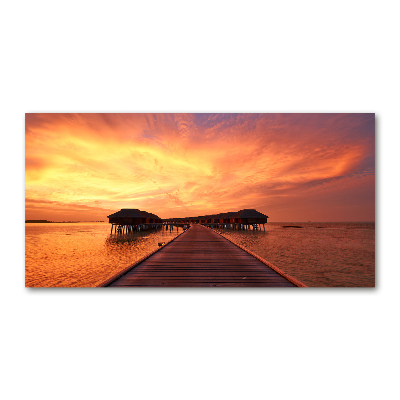Cuadro acrílico horizontal Bungalows en Maldivas