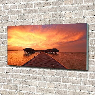Cuadro acrílico horizontal Bungalows en Maldivas
