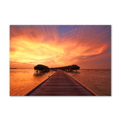 Cuadro acrílico horizontal Bungalows en Maldivas