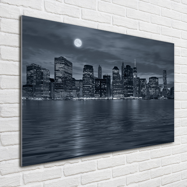 Pintura en acrílico horizontal Nueva York de noche