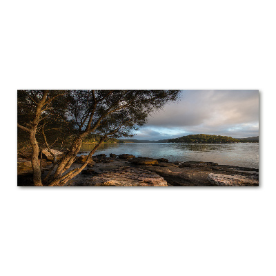 Pintura en acrílico horizontal Un árbol junto al río