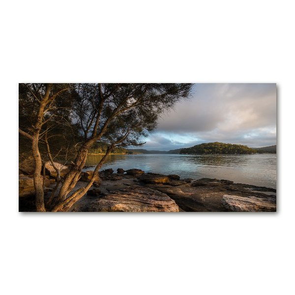 Pintura en acrílico horizontal Un árbol junto al río