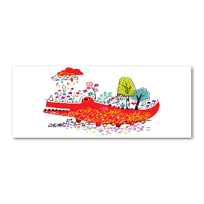 Pintura en acrílico horizontal cocodrilo colorido