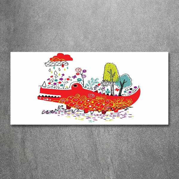 Pintura en acrílico horizontal cocodrilo colorido