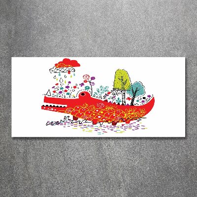 Pintura en acrílico horizontal cocodrilo colorido