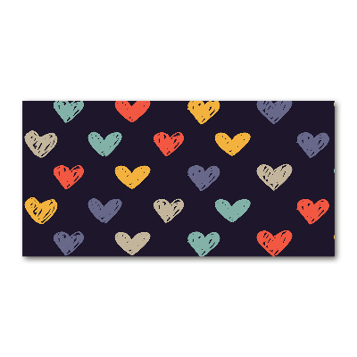 Pintura en acrílico horizontal Corazones de colores