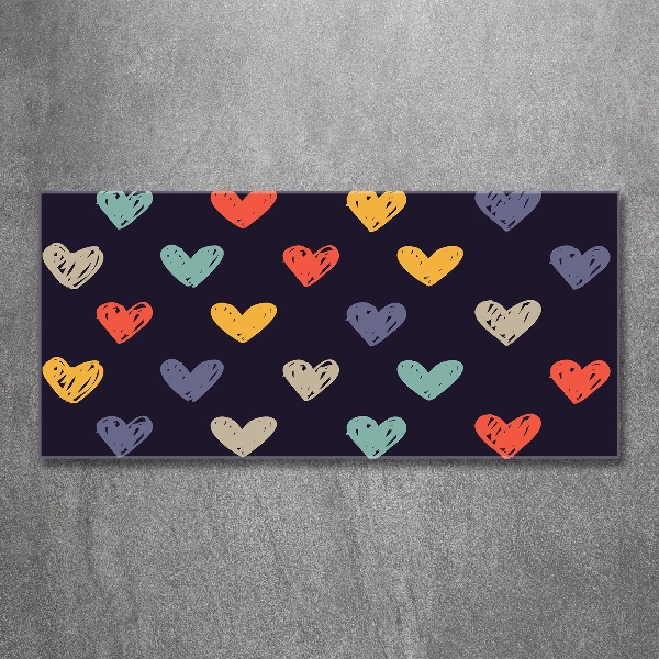 Pintura en acrílico horizontal Corazones de colores