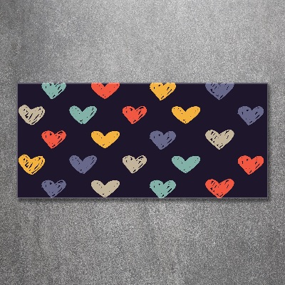 Pintura en acrílico horizontal Corazones de colores