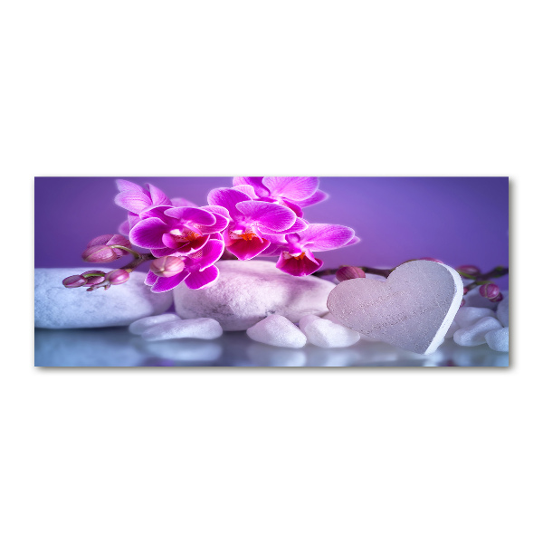 Pintura en acrílico horizontal Orquídea y corazón