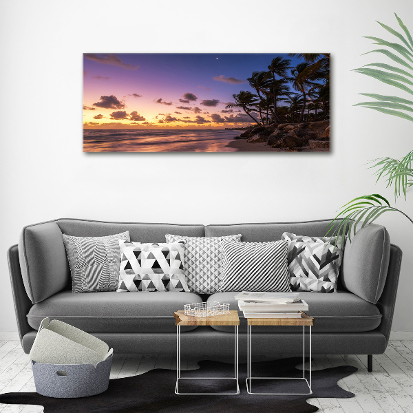 Pintura en acrílico horizontal Atardecer en la playa