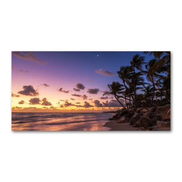 Pintura en acrílico horizontal Atardecer en la playa