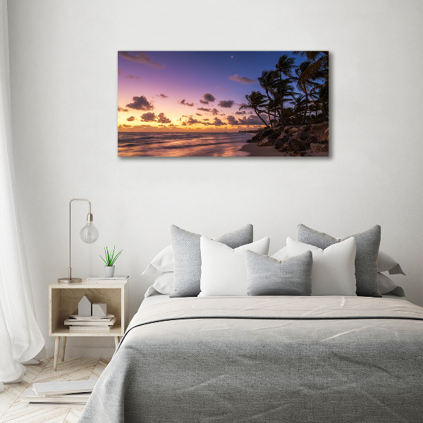 Pintura en acrílico horizontal Atardecer en la playa