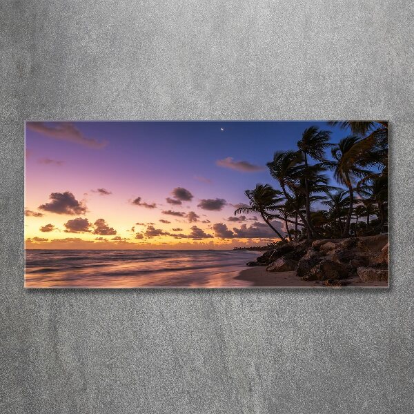 Pintura en acrílico horizontal Atardecer en la playa