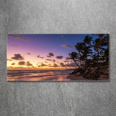 Pintura en acrílico horizontal Atardecer en la playa