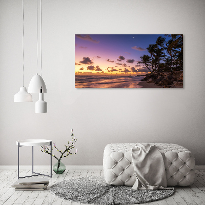 Pintura en acrílico horizontal Atardecer en la playa