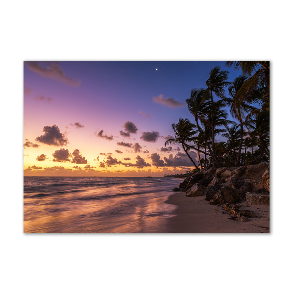 Pintura en acrílico horizontal Atardecer en la playa