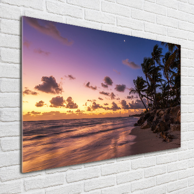 Pintura en acrílico horizontal Atardecer en la playa