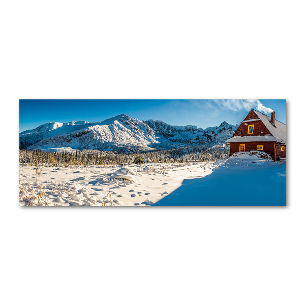 Cuadro acrílico horizontal Una cabaña en las montañas