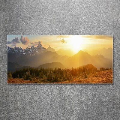 Cuadro metacrilato horizontal Puesta de sol sobre las montañas