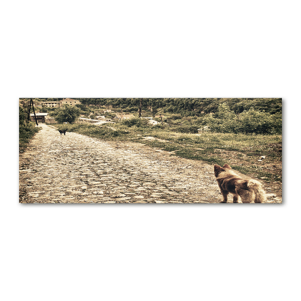 Cuadro acrílico horizontal Dos perros en una colina