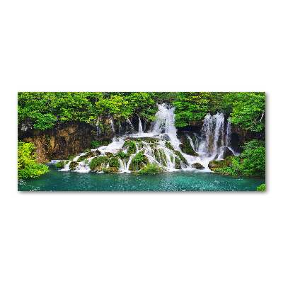 Pintura en acrílico horizontal Cascada en las montañas