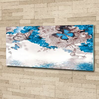 Cuadro metacrilato horizontal Flores y mariposas