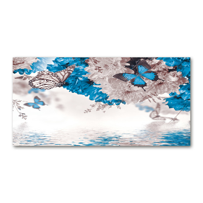Cuadro metacrilato horizontal Flores y mariposas