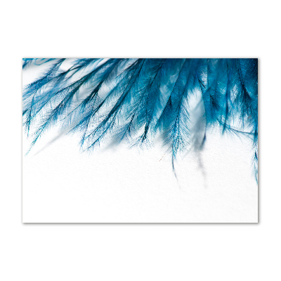 Pintura en acrílico horizontal plumas azules