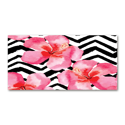 Pintura en acrílico horizontal flores hawaianas