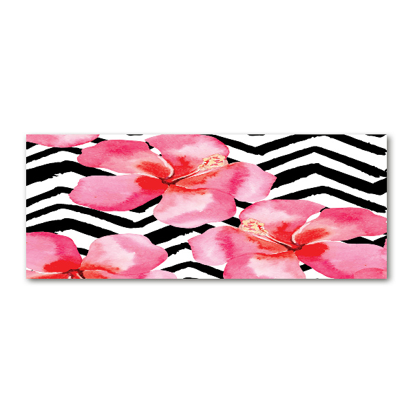 Pintura en acrílico horizontal flores hawaianas