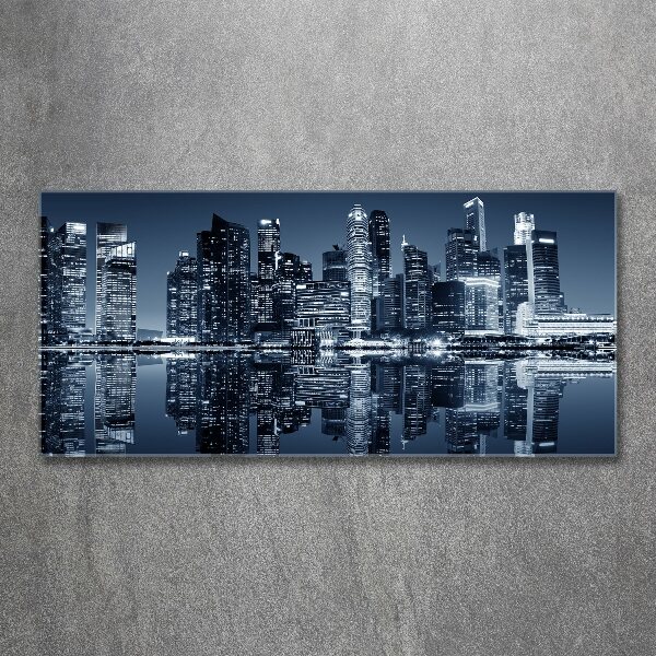 Pintura en acrílico horizontal Singapur de noche