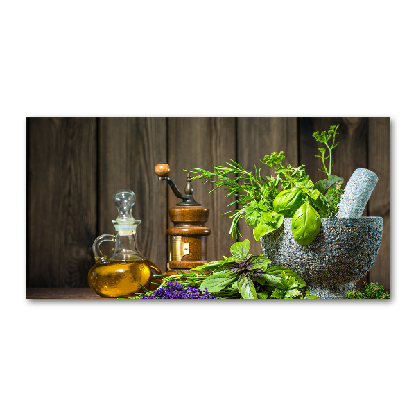 Cuadro acrílico horizontal Hierbas en un mortero
