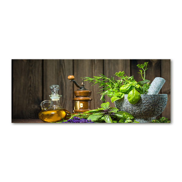 Cuadro acrílico horizontal Hierbas en un mortero