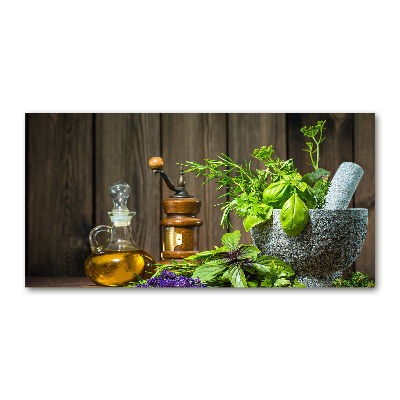 Cuadro acrílico horizontal Hierbas en un mortero