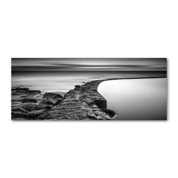 Pintura en acrílico horizontal Playa rocosa