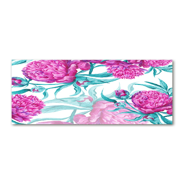 Pintura en acrílico horizontal Peonías rosas