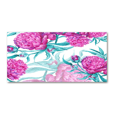 Pintura en acrílico horizontal Peonías rosas