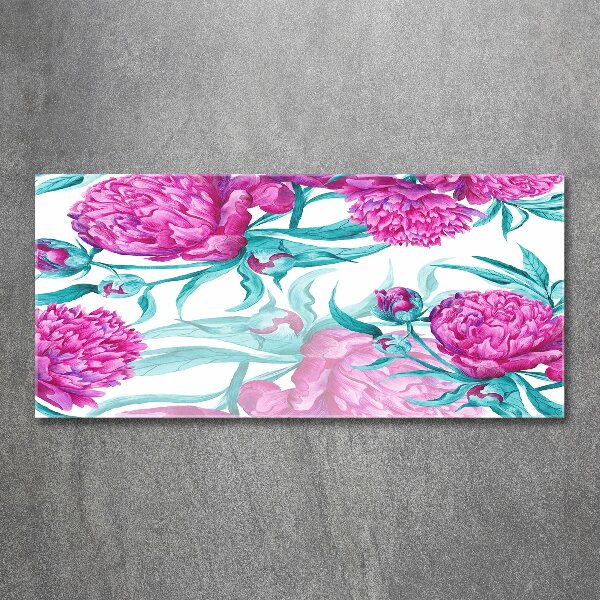 Pintura en acrílico horizontal Peonías rosas